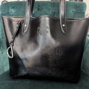 Lauren Ralph Lauren RLL Black Leather Shoulder Tote, VGUC